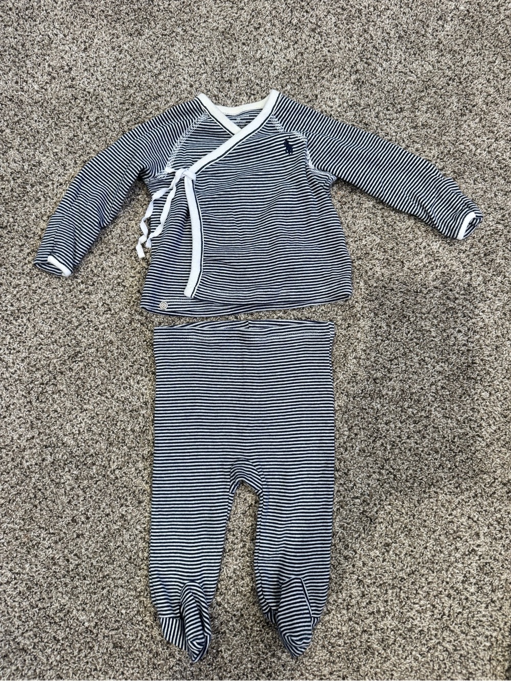 Ralph Lauren Striped Infant Wrap Top and Footed Pants